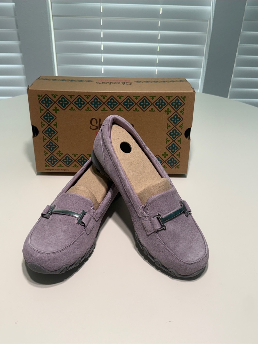 Skechers Lilac Be Clutch Suede Slip-On Loafers with Metal Bit